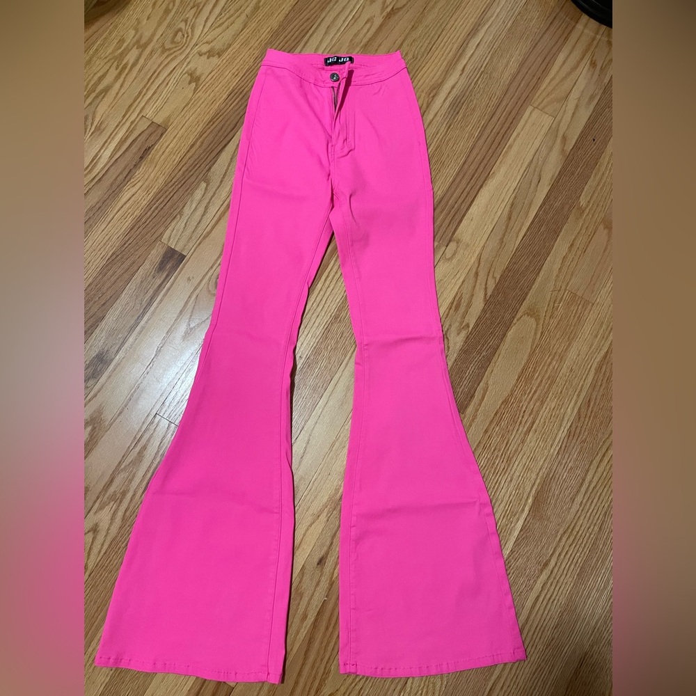 JC & JO neon hot pink flare jeans pants